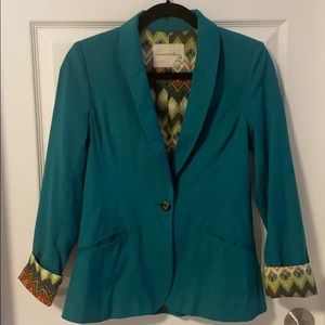 Blossom & Clover-Teal Green One Button Blazer